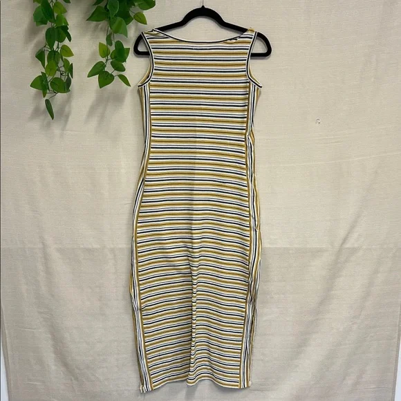 Max Studio Yellow and Black Striped Midi Dress - Picture 2 of 4